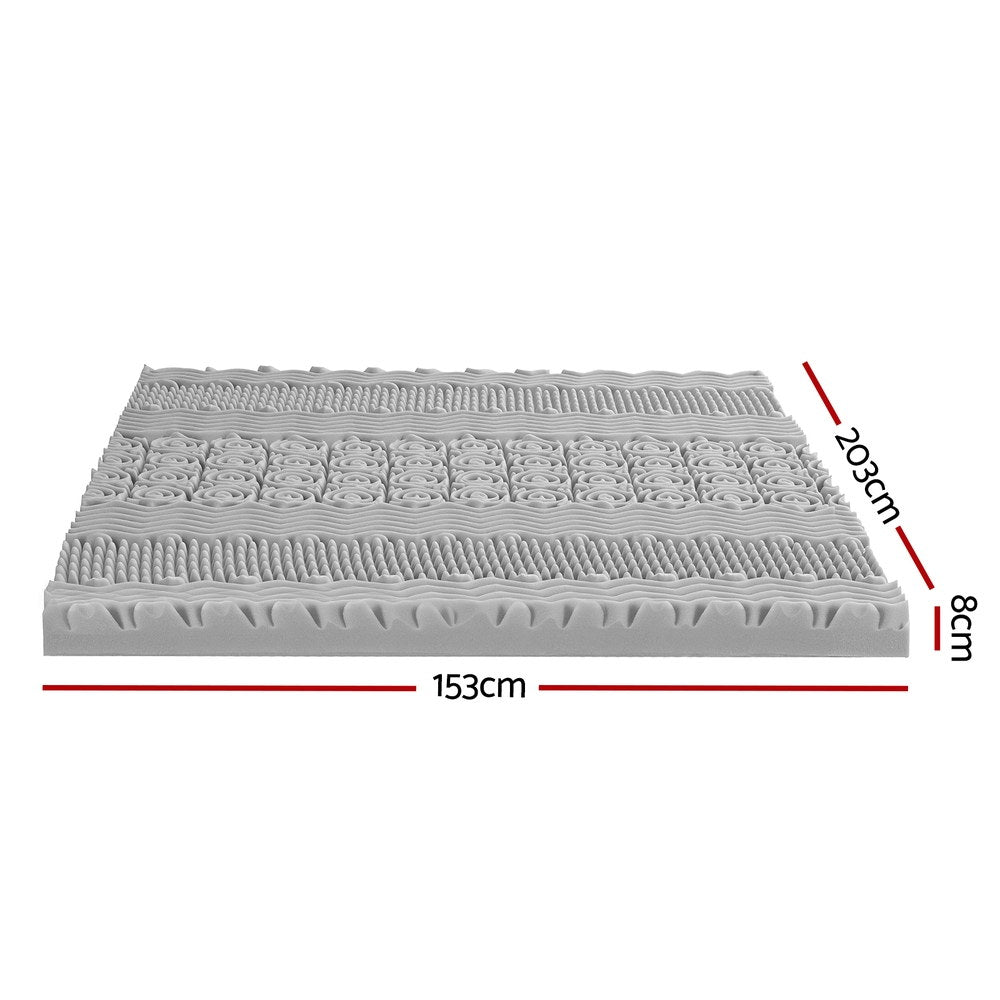 Giselle Bedding 8cm Memory Foam Mattress Topper 7-Zone Graphite Queen