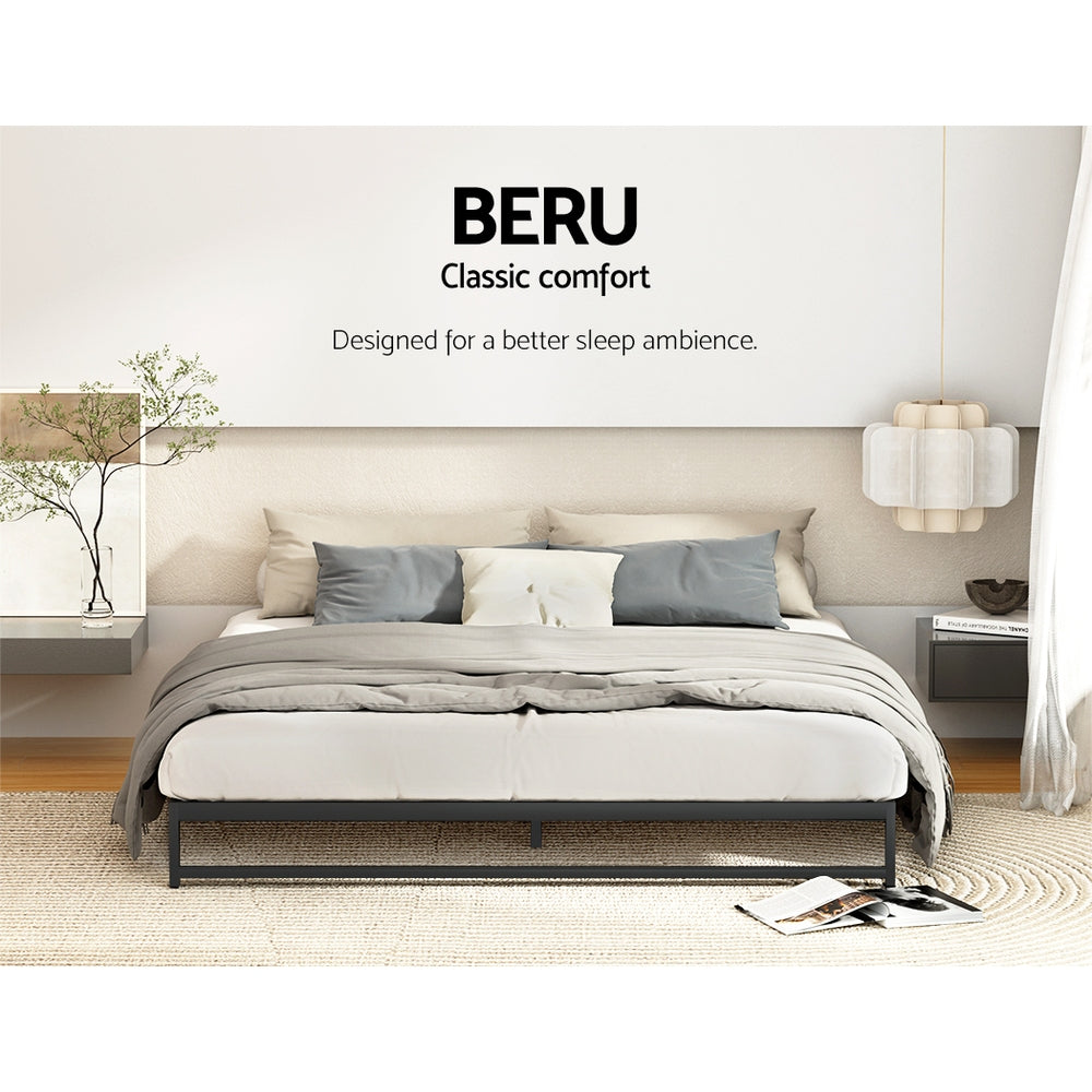 Artiss Metal Bed Frame Double Size Bed Base Mattress Platform Black BERU