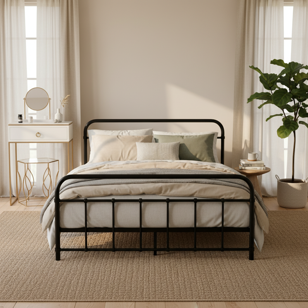 Artiss Bed Frame Metal Bed Frame LEO - Double (Black)