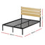 Artiss Bed Frame Double Size Metal Base Mattress Platform Foundation Black PAULA
