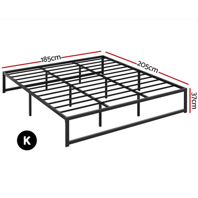 Artiss Bed Frame Metal Platform King Size Bed Base Mattress Black TINO