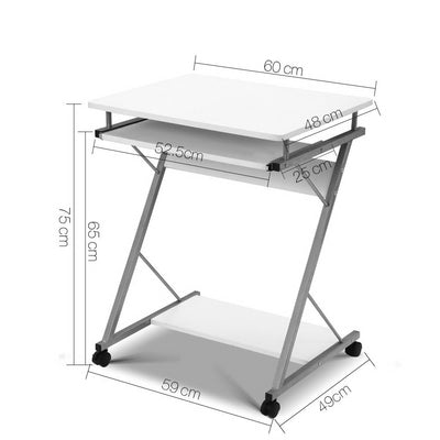 Artiss Metal Pull Out Table Desk - White