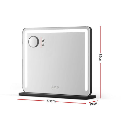 Embellir Makeup Mirror 60x50cm Hollywood Vanity with LED Light Tabletop Black