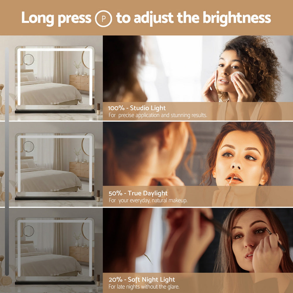 Embellir Makeup Mirror 60x50cm Hollywood Vanity with LED Light Tabletop Black