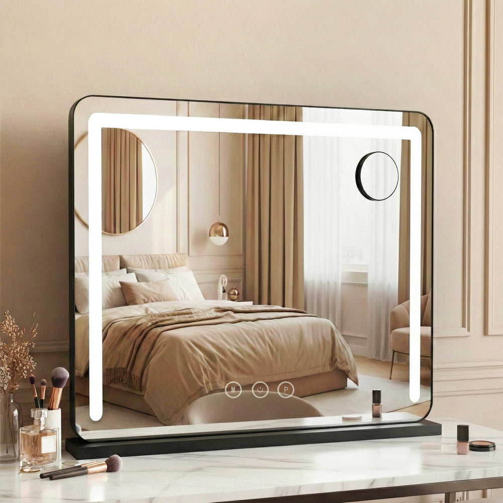 Embellir Makeup Mirror 60x50cm Hollywood Vanity with LED Light Tabletop Black