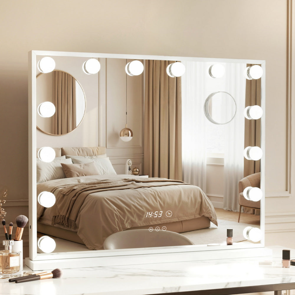 Embellir Makeup Mirror 60x52cm Hollywood Vanity with LED Light Tabletop White