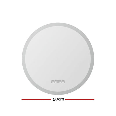 Embellir Bluetooth LED Wall Mirror With Light 50CM Bathroom Decor Round Mirrors