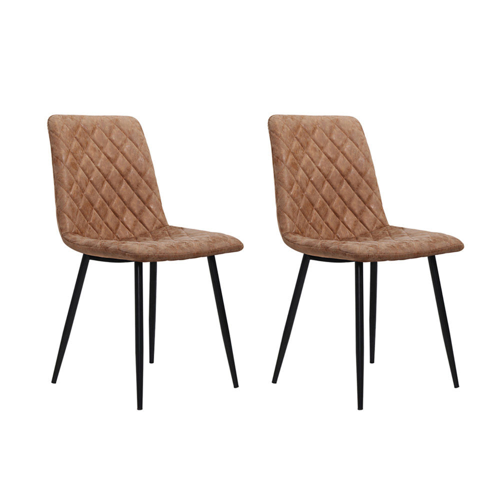 Artiss Set of 2 Dining Chairs Replica Kitchen Chair PU Leather Padded Retro Iron Legs