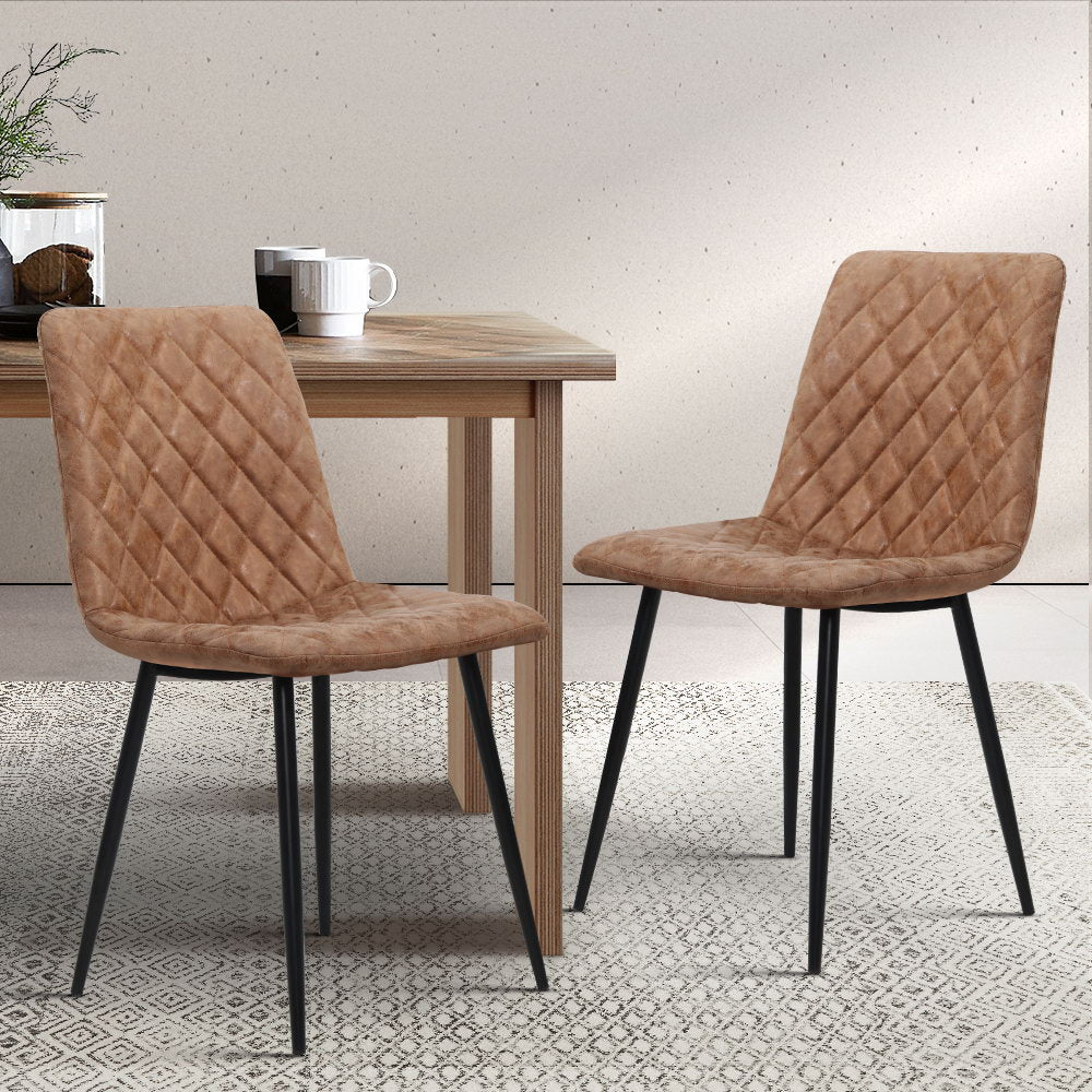 Artiss Set of 2 Dining Chairs Replica Kitchen Chair PU Leather Padded Retro Iron Legs