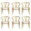 1 Set of 6 Artiss Dining Chairs Wooden Rattan Seat Wishbone Back