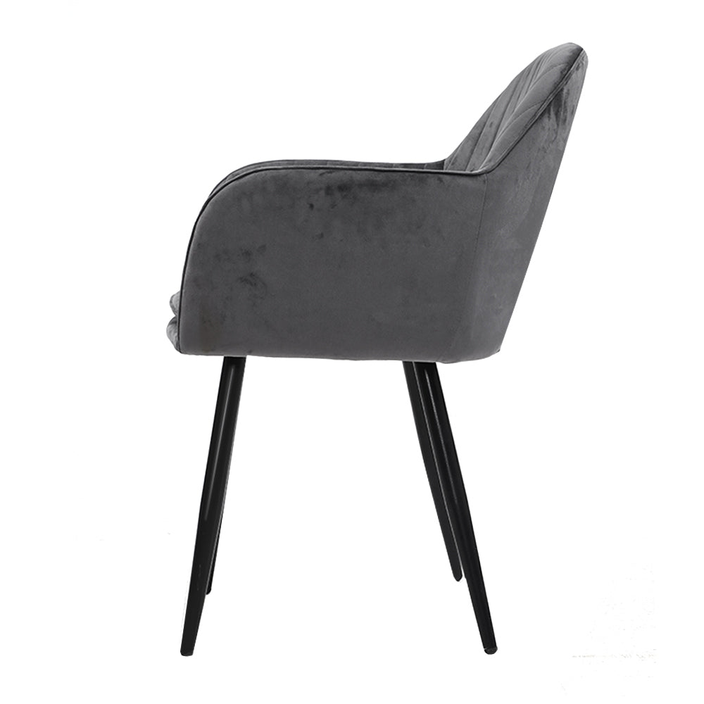 Artiss Set of 2 Dining Chairs Retro Chair Metal Legs Replica Armchair Velvet Grey