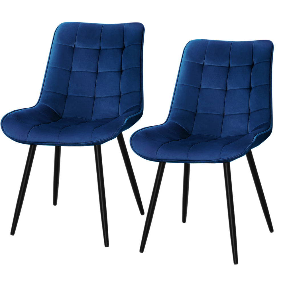 Artiss Set of 2 Toula Dining Chairs Kitchen Chairs Velvet Upholstered Blue