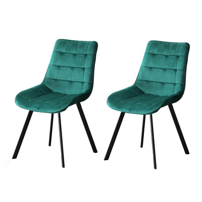 Artiss Set of 2 Reith Dining Chairs Kitchen Cafe Chairs Velvet Upholstered Green