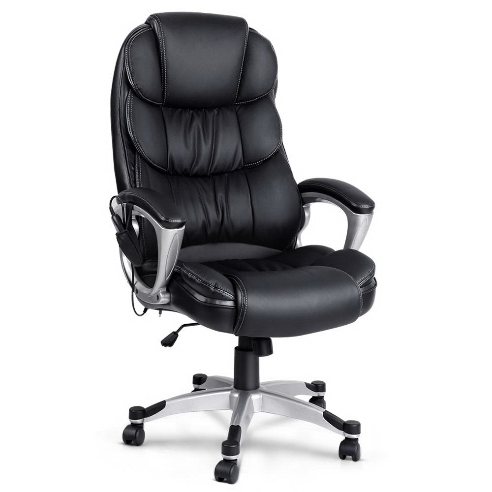 Artiss 8 Point PU Leather Reclining Massage Chair - Black