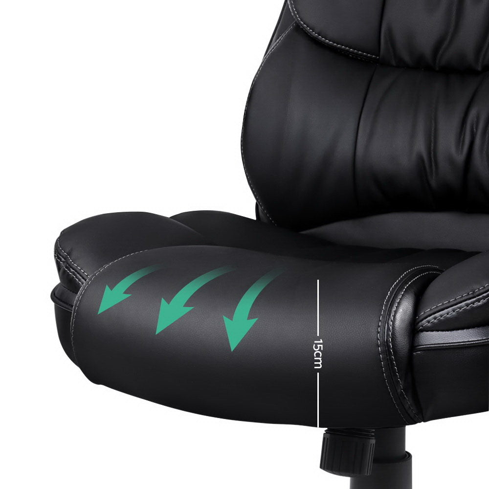 Artiss 8 Point PU Leather Reclining Massage Chair - Black