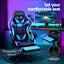 Artiss 6 Point Massage Gaming Office Chair 7 LED Footrest Cyan Blue