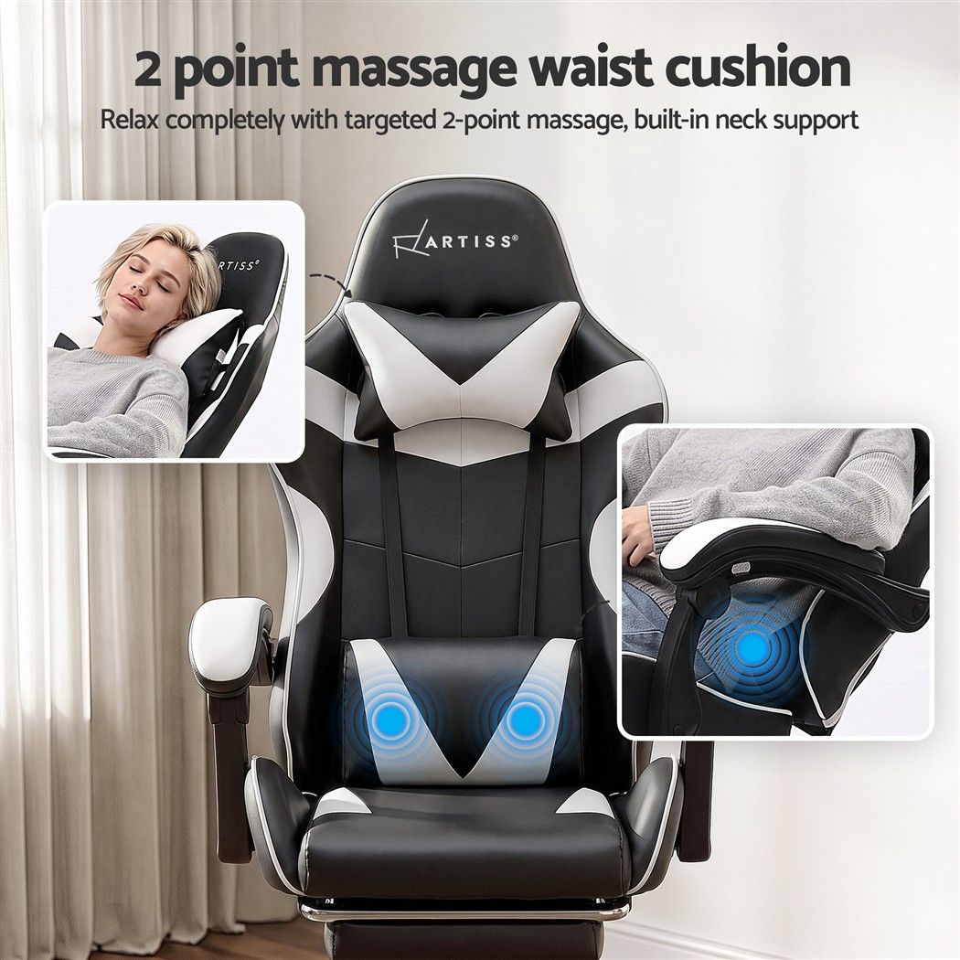 Artiss Ergonomic Gaming Office Chair with 2 Point Message Black