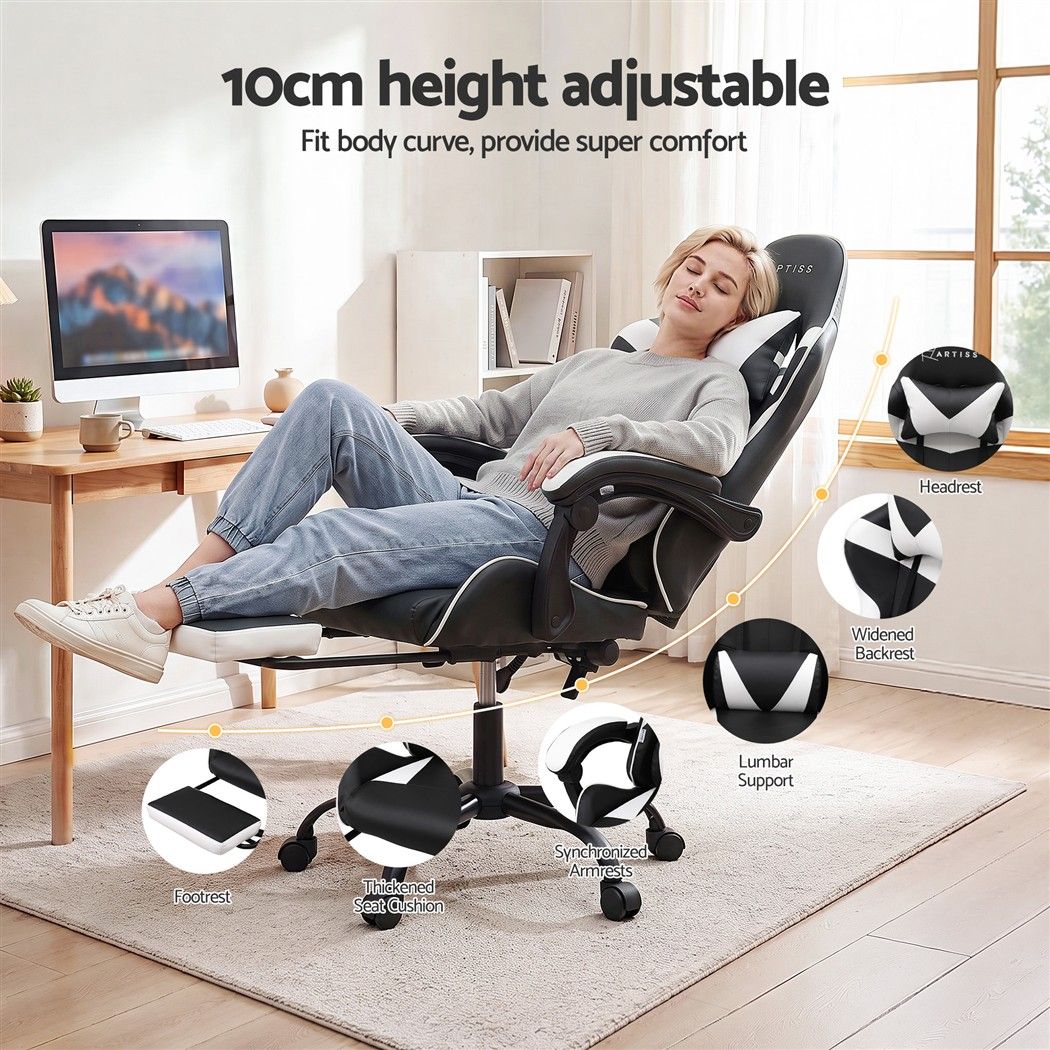 Artiss Ergonomic Gaming Office Chair with 2 Point Message Black