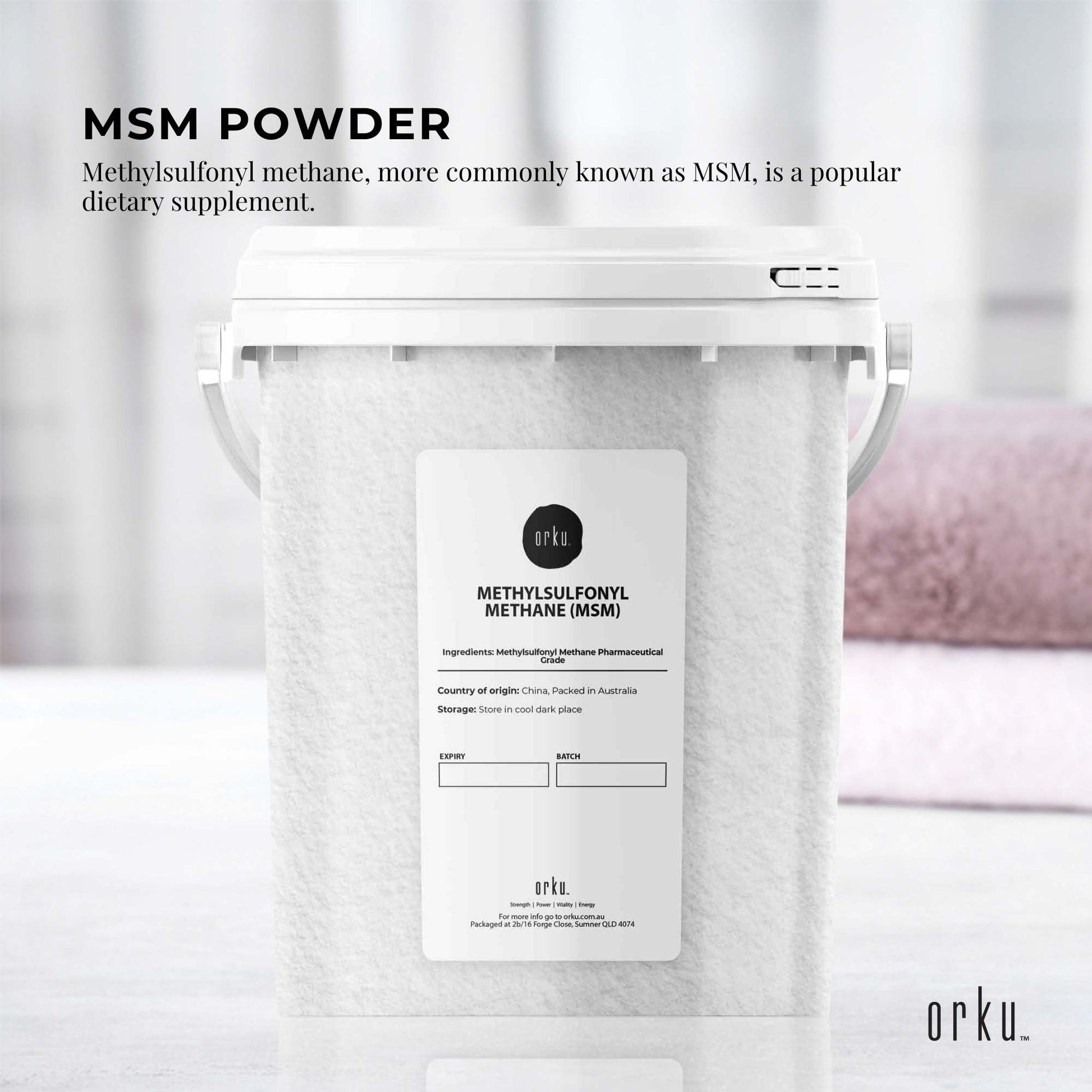 MSM Powder or Crystals Bucket - 99% Pure Methylsulfonylmethane Dimethyl Sulfone