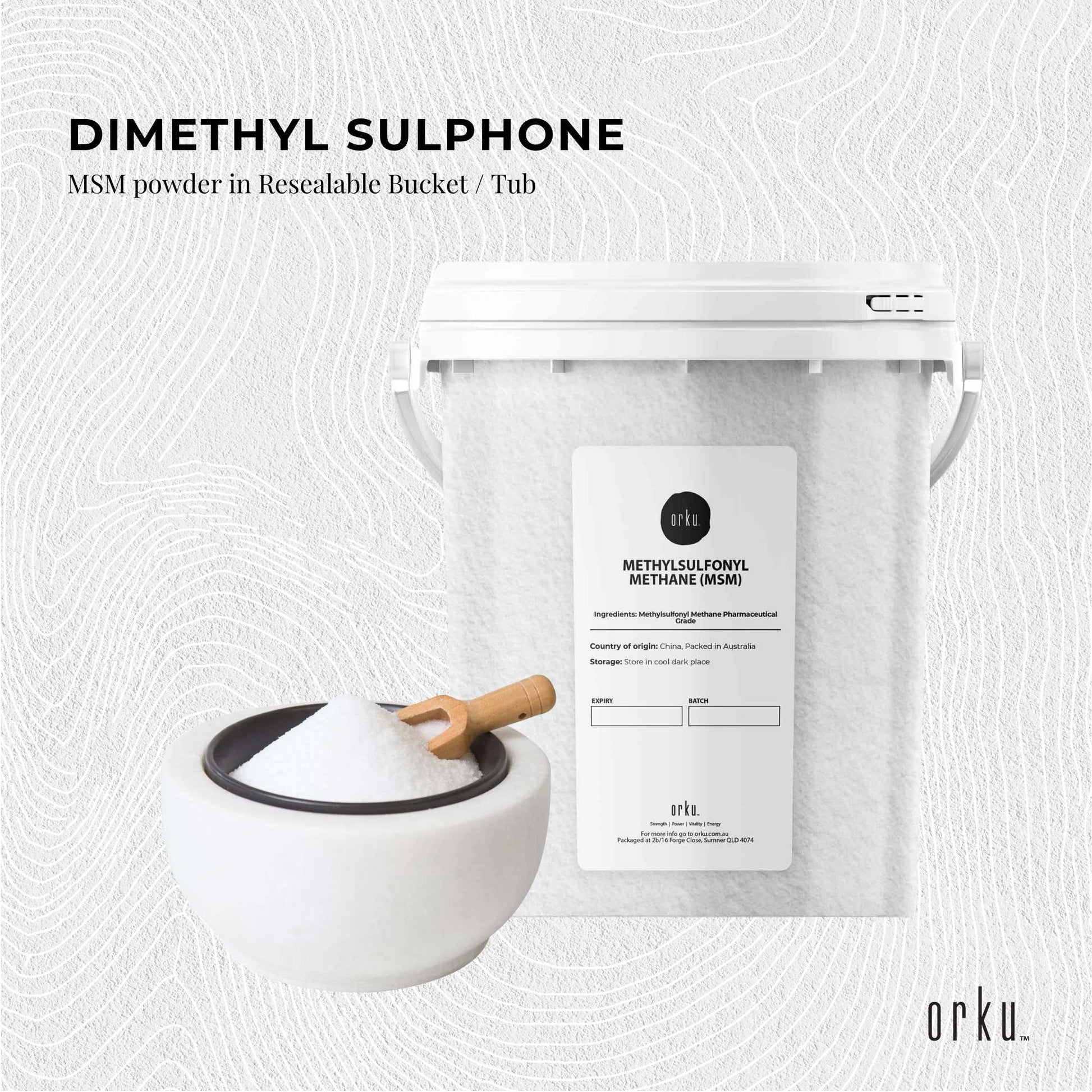 MSM Powder or Crystals Bucket - 99% Pure Methylsulfonylmethane Dimethyl Sulfone