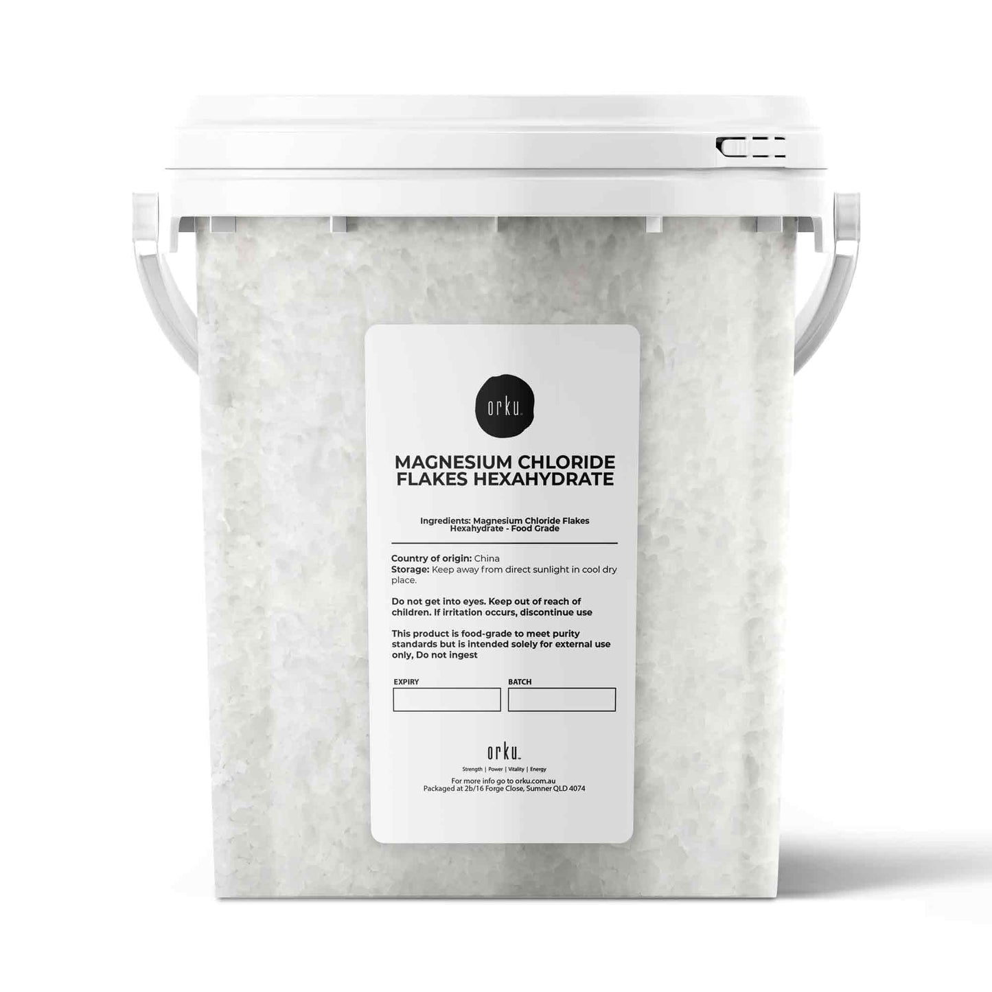 Magnesium Chloride Flakes Hexahydrate Buckets - Organic USP Food Grade Salt