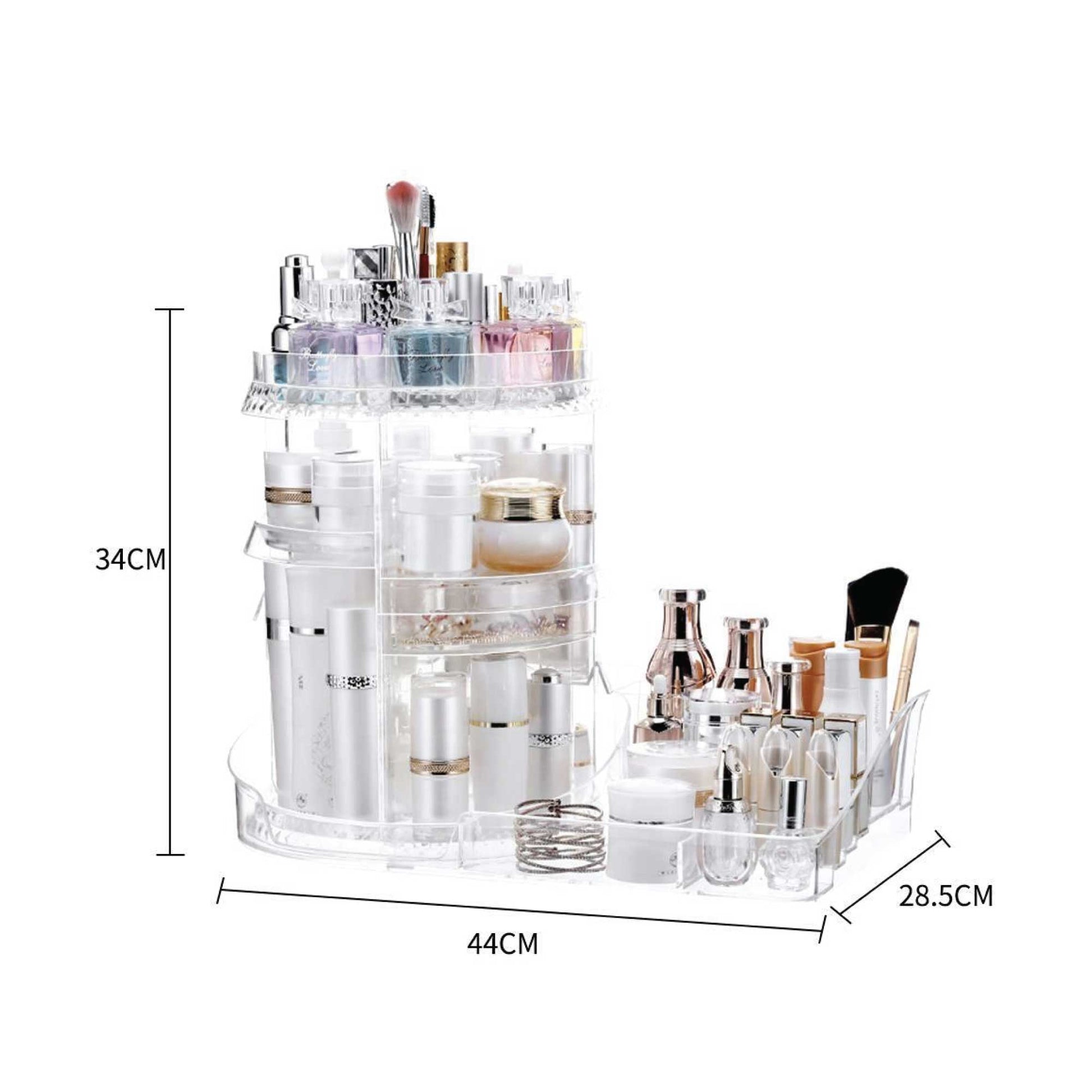 Makeup Organiser Rotating Stand - Cosmetic Storage Large Tiered Display Tray