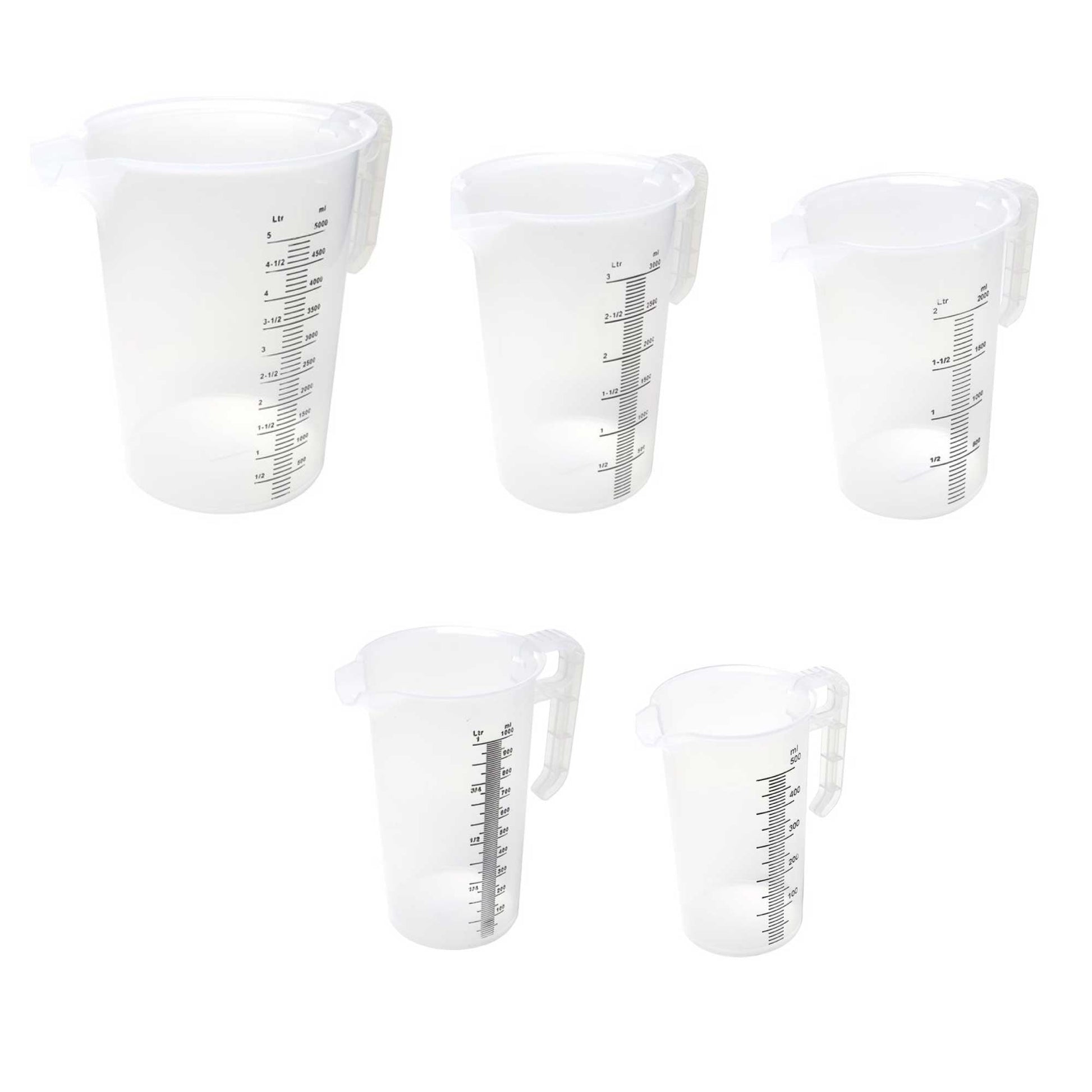 Measuring Jugs 5 Sizes Heavy Duty Plastic Propylene Food Grade BPA 5 Pro-Jug