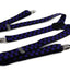 Mens Adjustable Black & Dark Purple Checkered Patterned Suspenders