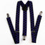 Mens Adjustable Black & Dark Purple Checkered Patterned Suspenders