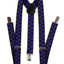 Mens Adjustable Black & Dark Purple Checkered Patterned Suspenders