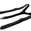 Mens Adjustable Black With White Music Notes Patterned Suspenders