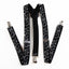 Mens Adjustable Black With White Music Notes Patterned Suspenders