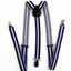 Mens Adjustable Blue, White & Black Striped Patterned Suspenders