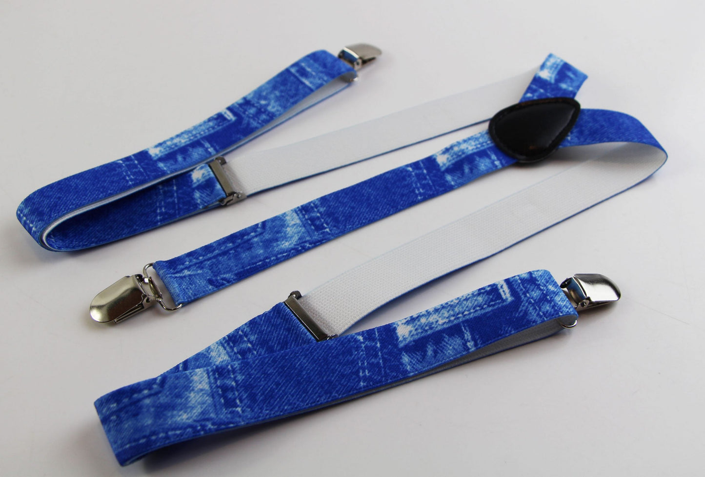 Mens Adjustable Denim Print Patterned Suspenders