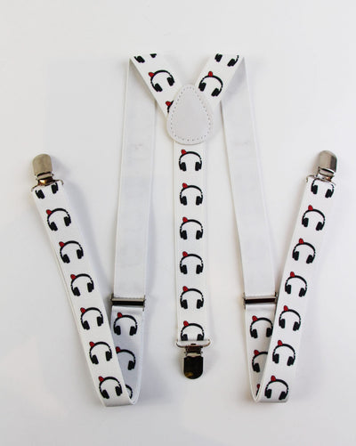 Mens Adjustable Headphones Patterned Suspenders