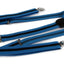 Mens Adjustable Light Blue & Black Striped Patterned Suspenders