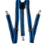 Mens Adjustable Light Blue & Black Striped Patterned Suspenders