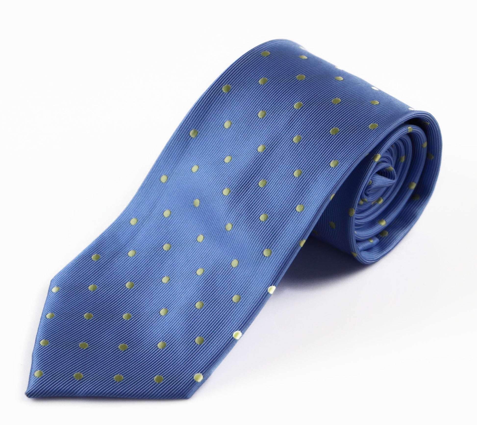 Mens Baby Blue & Lemon Mini Polka Dot Patterned 8cm Neck Tie