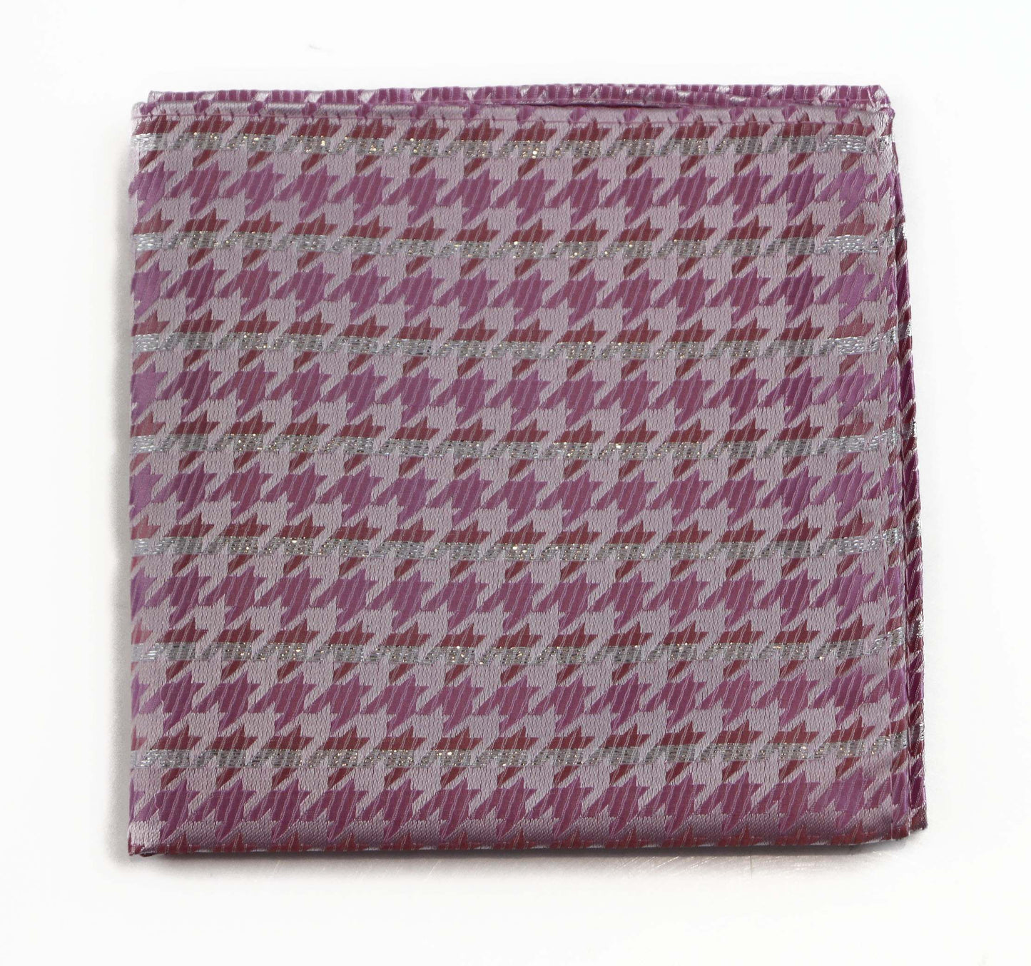 Mens Baby Pink & Silver Silk Pocket Square