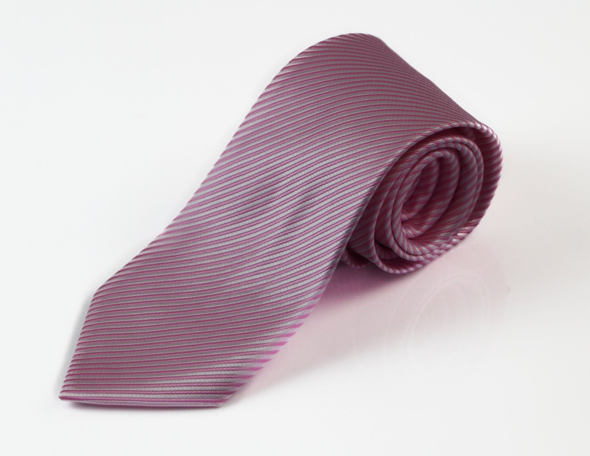 Mens Baby Pink & White Elegant Diagonal Patterned 8cm Neck Tie
