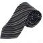 Mens Black And Grey Striped Patterned 8cm Neck Tie
