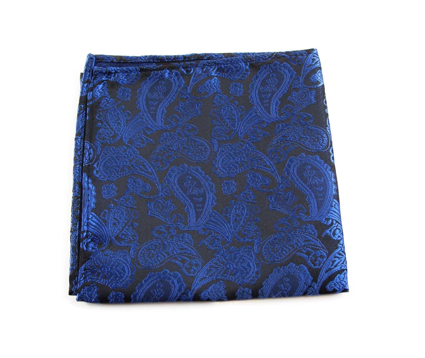 Mens Black & Blue Paisley Silk Pocket Square