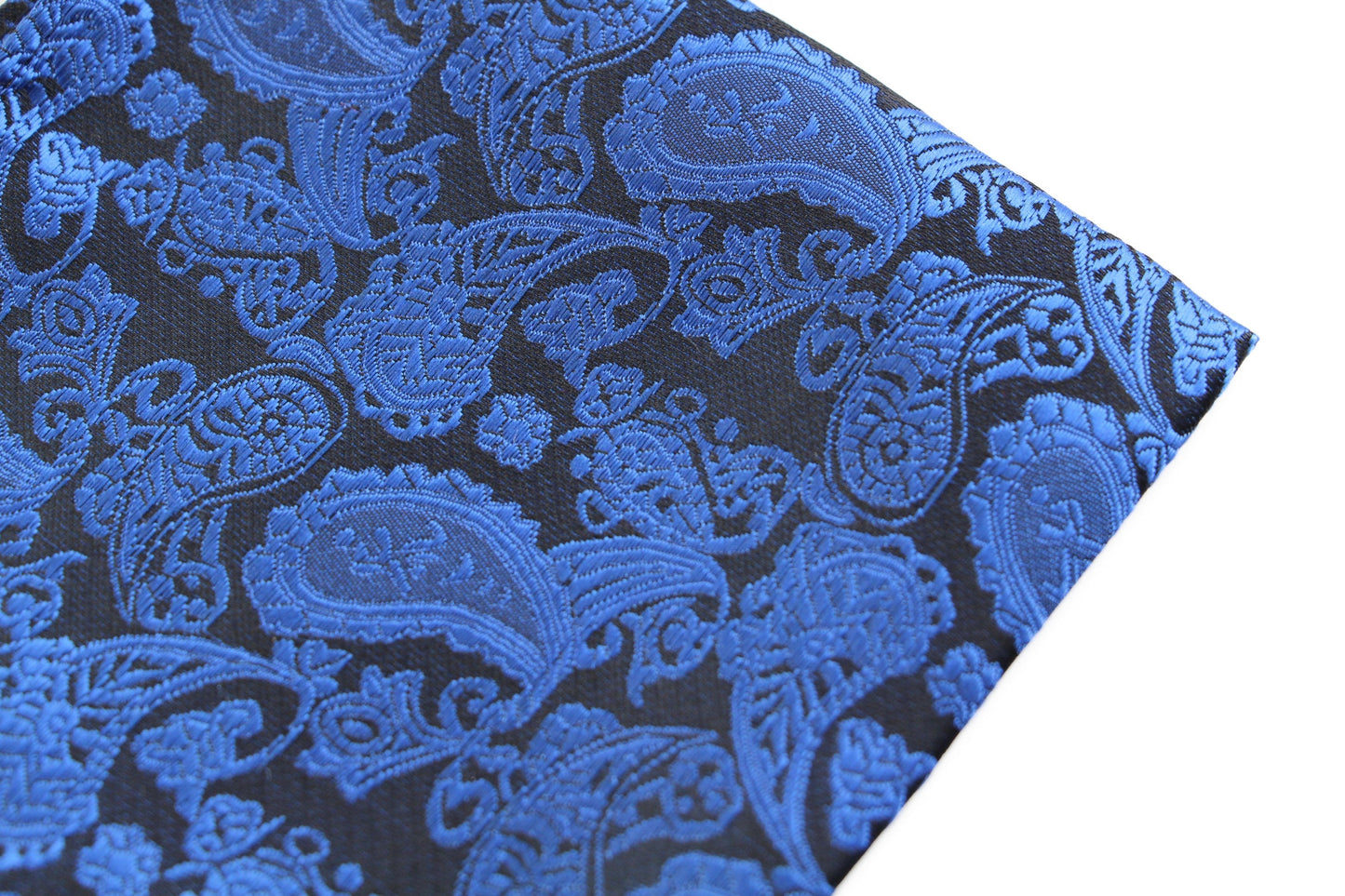 Mens Black & Blue Paisley Silk Pocket Square