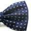 Mens Black & Blue With Silver Circle Patterned Bow Tie