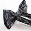 Mens Black Grey Patterned Bow Tie