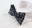 Mens Black Grey Patterned Bow Tie