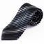Mens Black, Greys & White Striped Patterned 8cm Neck Tie