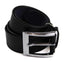 Mens Black Leather Belt With Silver Square Buckle