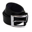 Mens Black Leather Belt With Silver Square Buckle