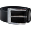 Mens Black Leather Belt With Silver Square Buckle
